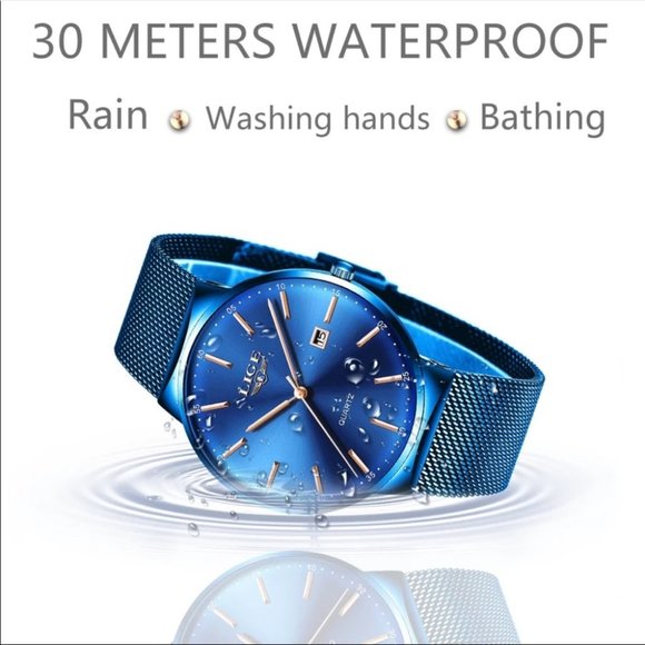 New Quartz Full Blue Mesh Stainless steel watch? main image 6